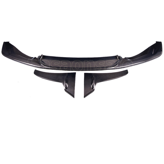 For 2015-2020 BMW F80 M3 & F82 M4, LT Style Real Carbon Fiber Front Bumper Lip Spoiler + Winglet