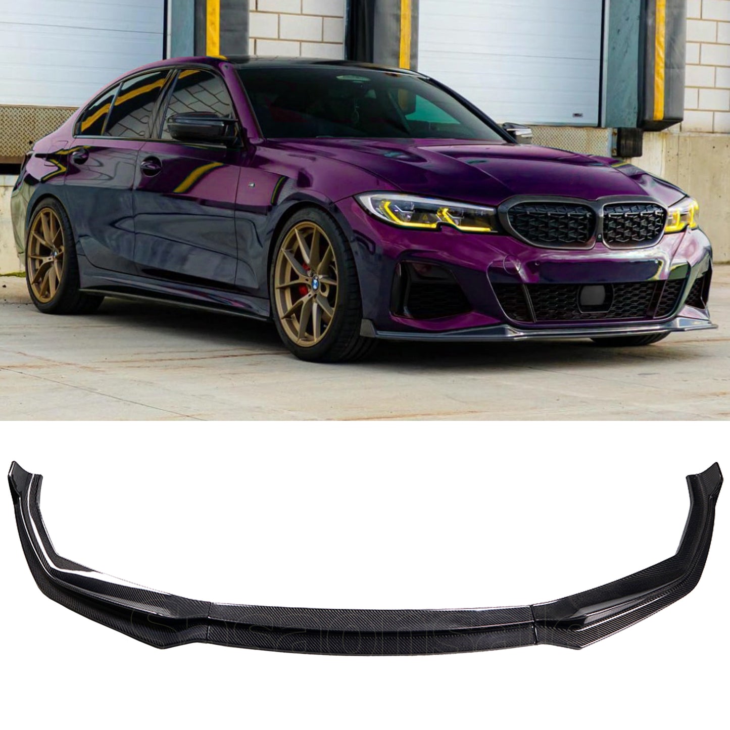 For 2019-2022 BMW G20 M340i 330i with M-Sport Bumper, MP 3-Piece Style Real Carbon Fiber Front Lip Spoiler