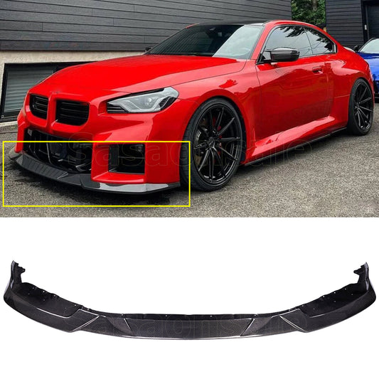 For 2023-2026 BMW G87 M2, MH Style Real Carbon Fiber Front Bumper Lip Spoiler