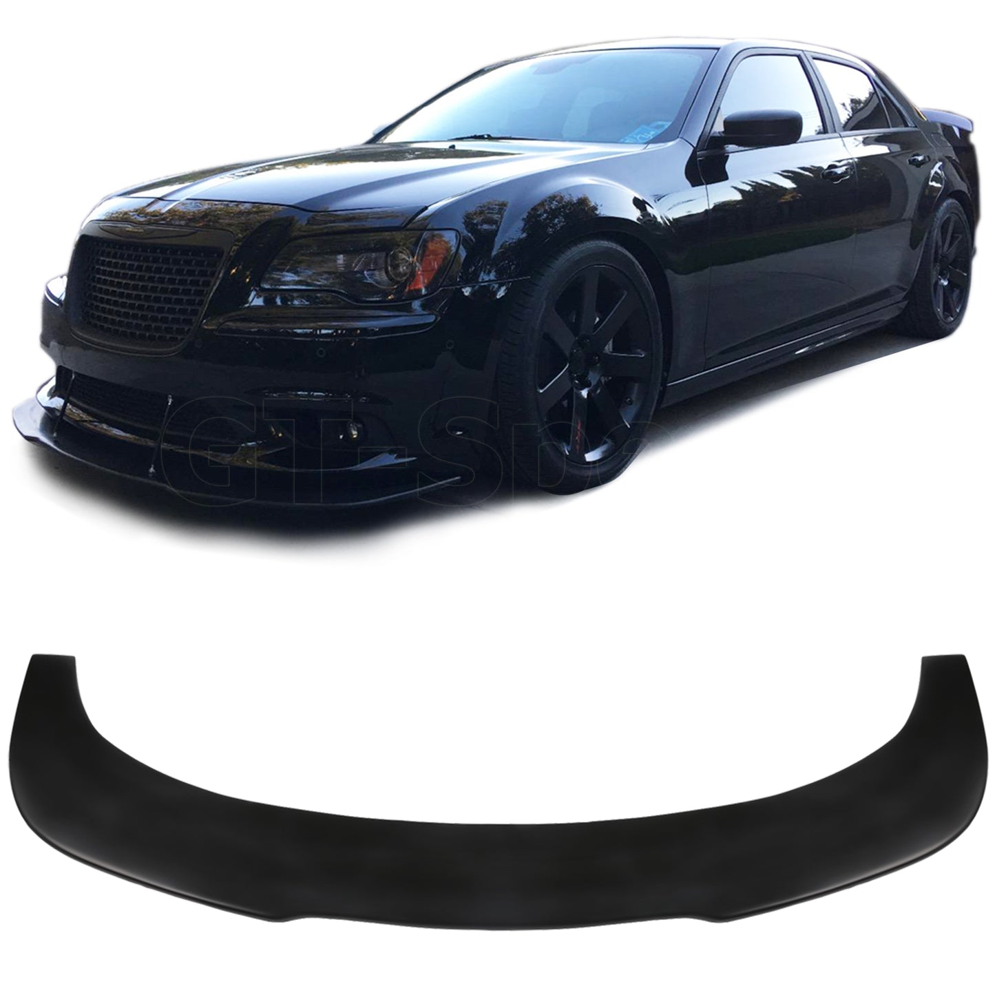 [GT-Speed] Universal V2 Style 67"L x 21"D PU Front Bumper Lip Splitter Black, (Non-Vehicle Specific) - Single Pack, Unpaint Black, Come with Hardware