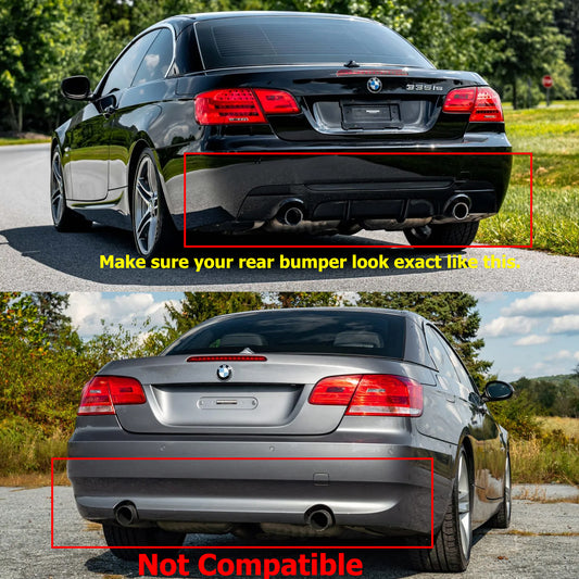 For 2007-2012 BMW E92 E93 with M-Sport Bumper, MT Style Real Carbon Fiber Rear Diffuser Lip