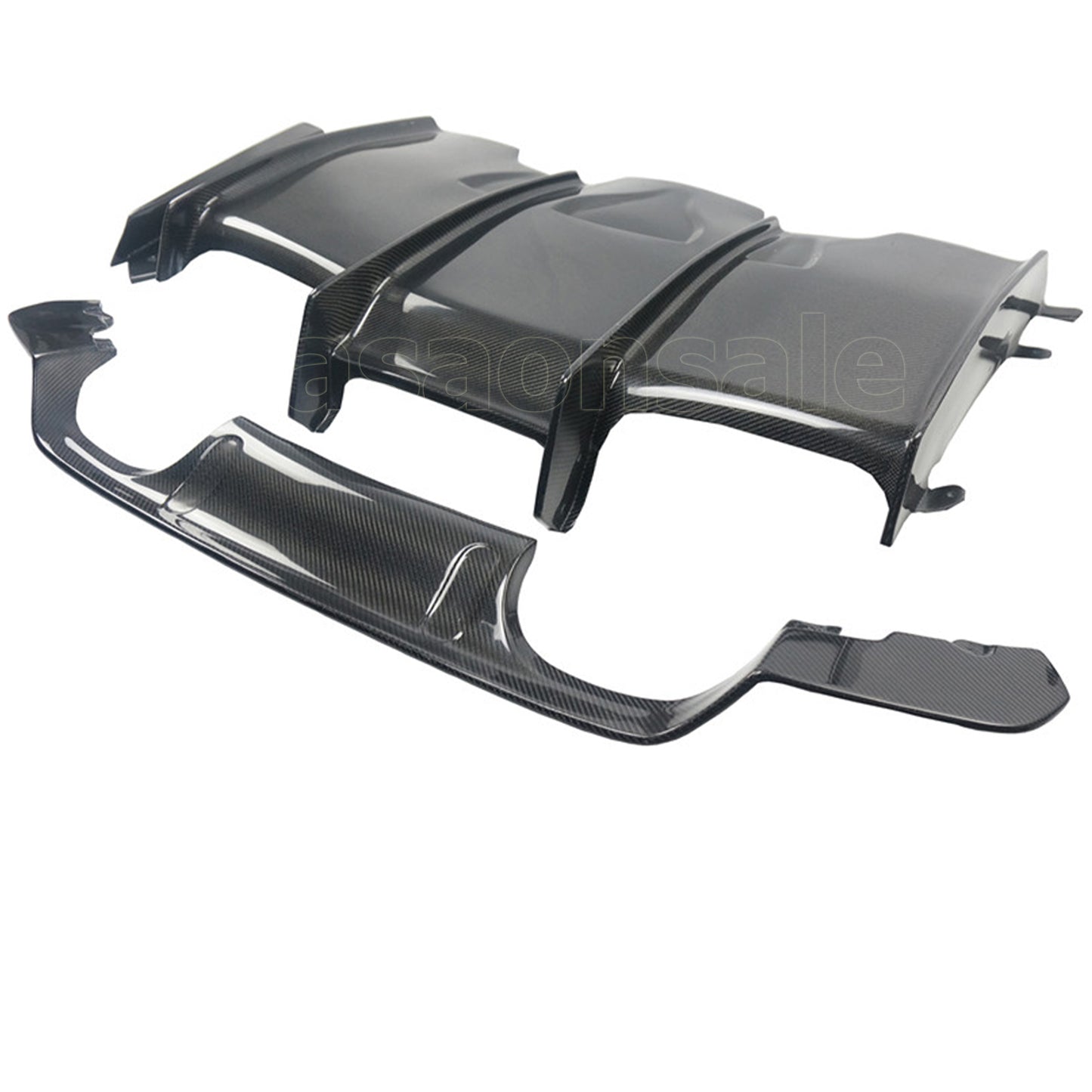 For 2014-2020 BMW F80 M3 & F82 M4, PSM 4-Piece Style Real Carbon Fiber Rear Bumper Diffuser + Undertray