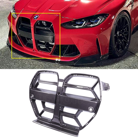[GT-Speed] CSL Style Real Carbon Fiber Front Kidney Grille Nose Grill, For 2021-2026 BMW G80 M3 & G82/G83 M4 (No ACC)