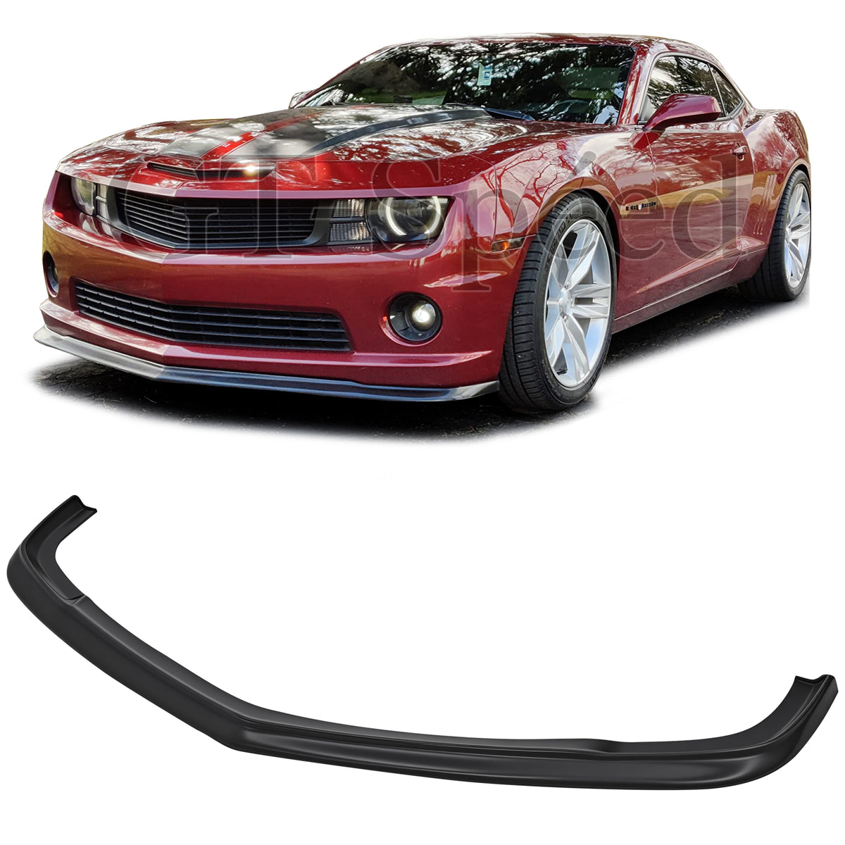 Front Bumper Lip Spoiler For 2010-2012 Chevrolet Camaro SS V8, Black PU SLP Style