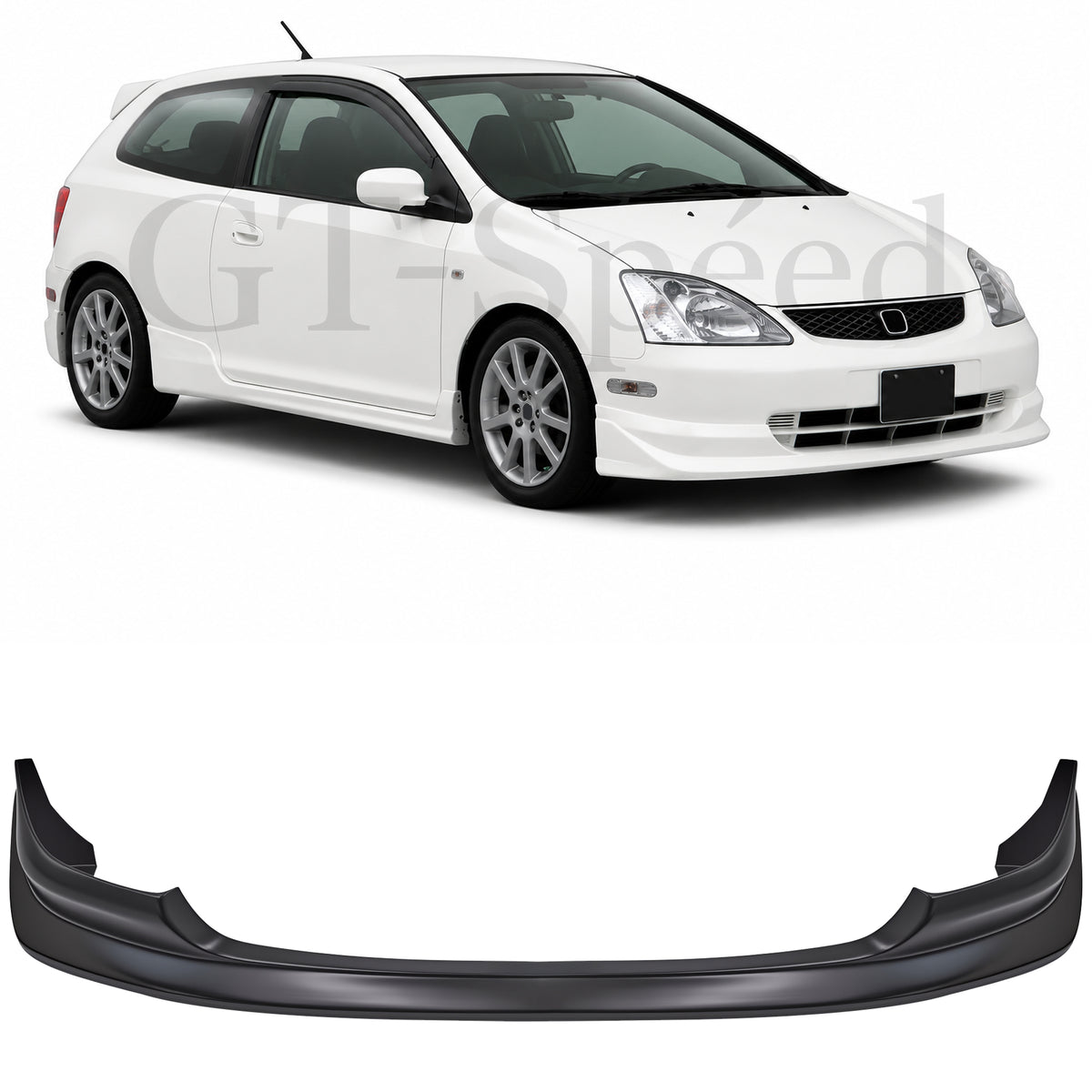Front Bumper Lip Spoiler For 2002-2005 Honda Civic Si EP3 3dr Hatchback, Black PU AW Style