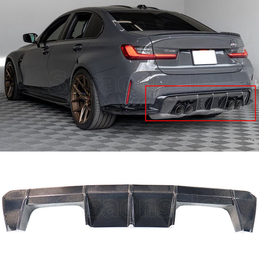 For 2021-2025 BMW G80 M3 & G82/G83 M4, Euro Style Real Carbon Fiber Rear Bumper Diffuser Lip