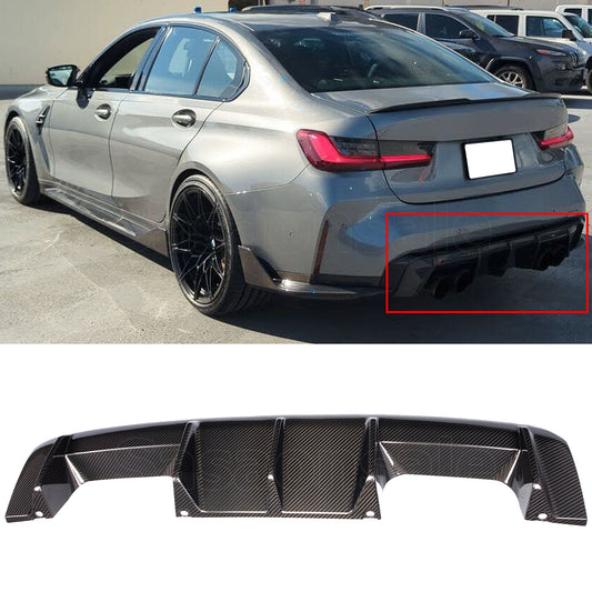 For 2021-2025 BMW G80 M3 & G82/G83 M4, OE Style Real Carbon Fiber Rear Bumper Diffuser Lip