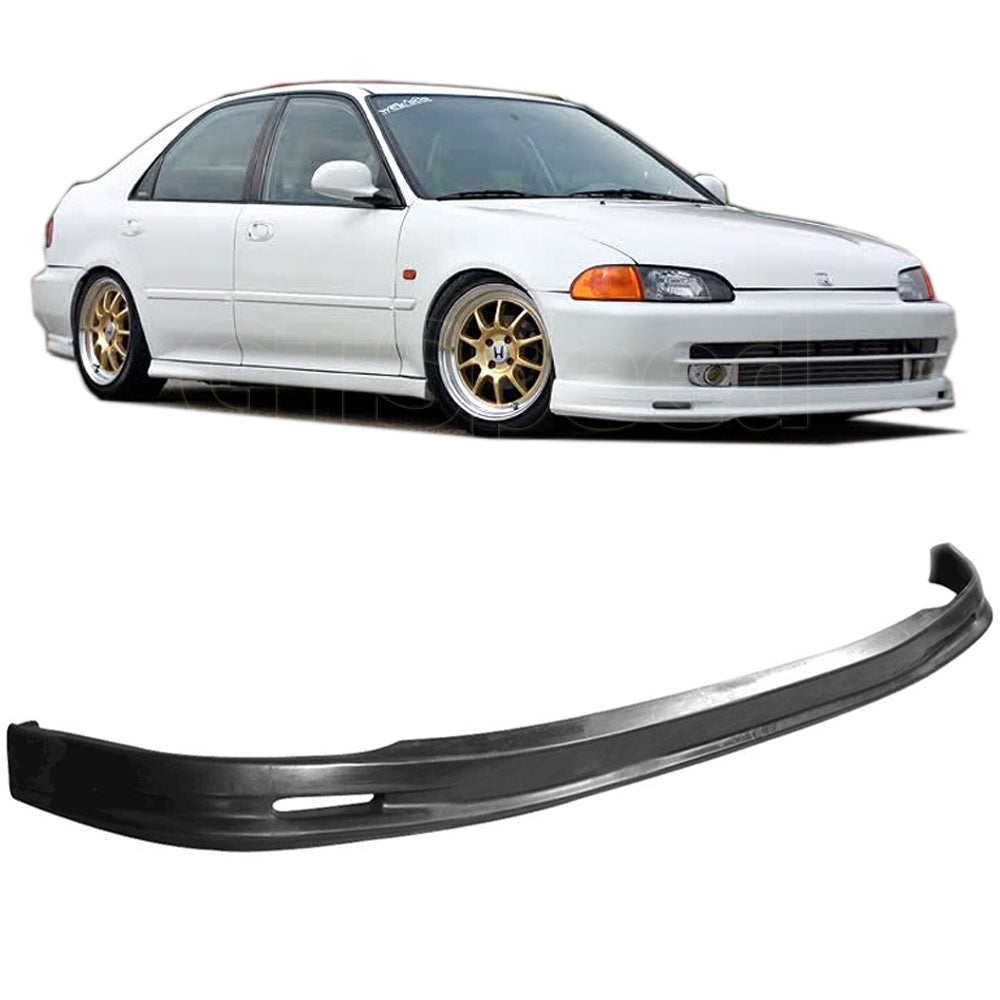 [GT-Speed] MU Style PU Front Bumper Lip, Compatible With 1992-1995 Honda Civic Sedan Factory Bumper Only